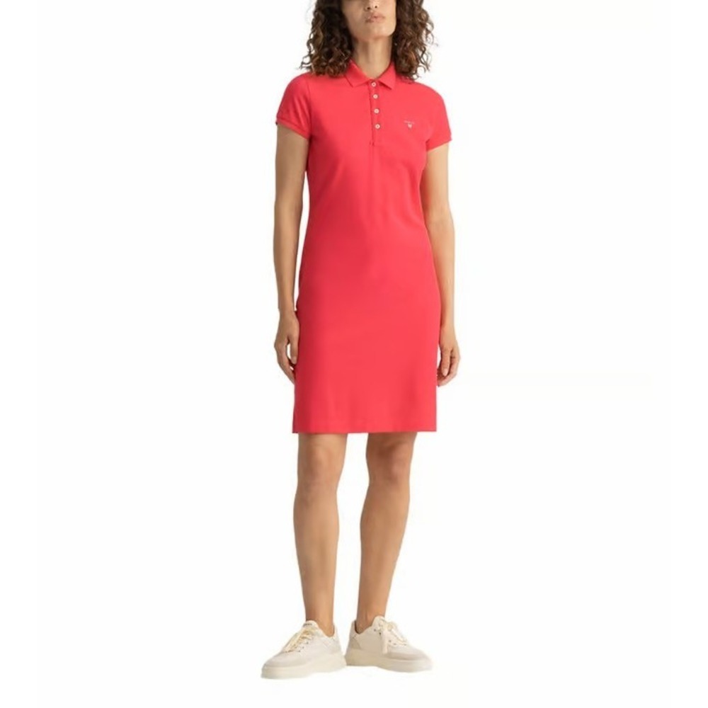 GANT Original‎ Pique Dress Sunset Pink Womens Small Polo Collar Casual